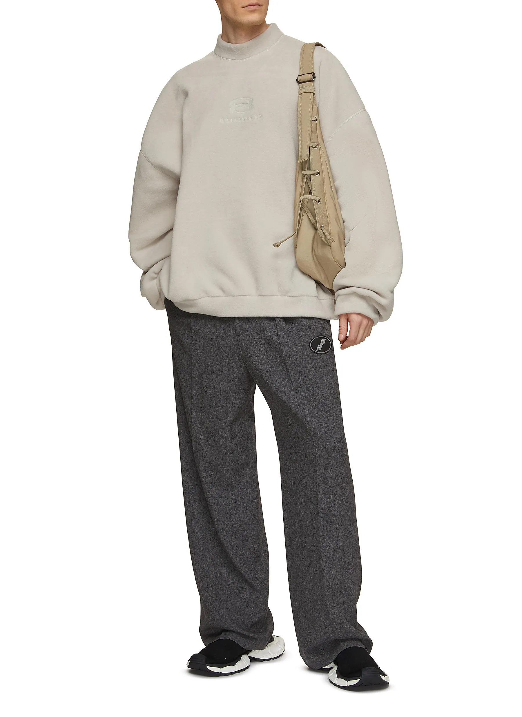 -----------BALENCIAGA ---- ------------ ----Tonal Embroidered Logo Fleece Sweatshirt --