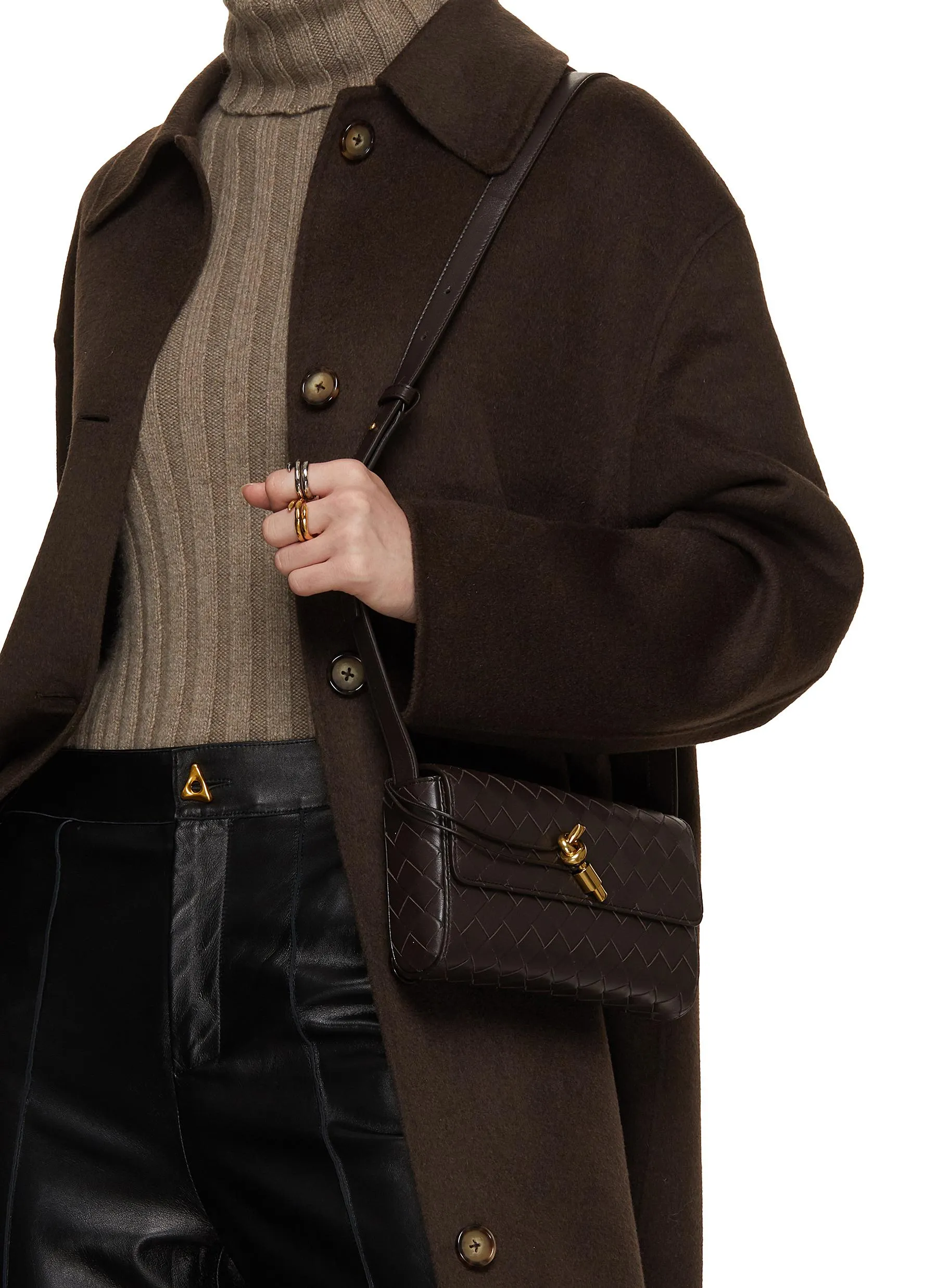 -----------BOTTEGA VENETA ---- ------------ ----Mini Intrecciato 15 Leather Crossbody Bag --