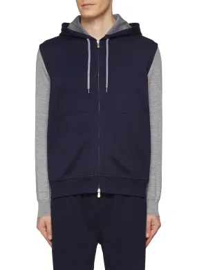 -----------BRUNELLO CUCINELLI ---- ------------ ----Sleeveless Zip Up Cotton Blend Hoodie --