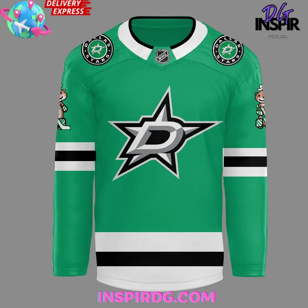 -Dallas Stars Oettinger White Away Special Green Hockey Jersey