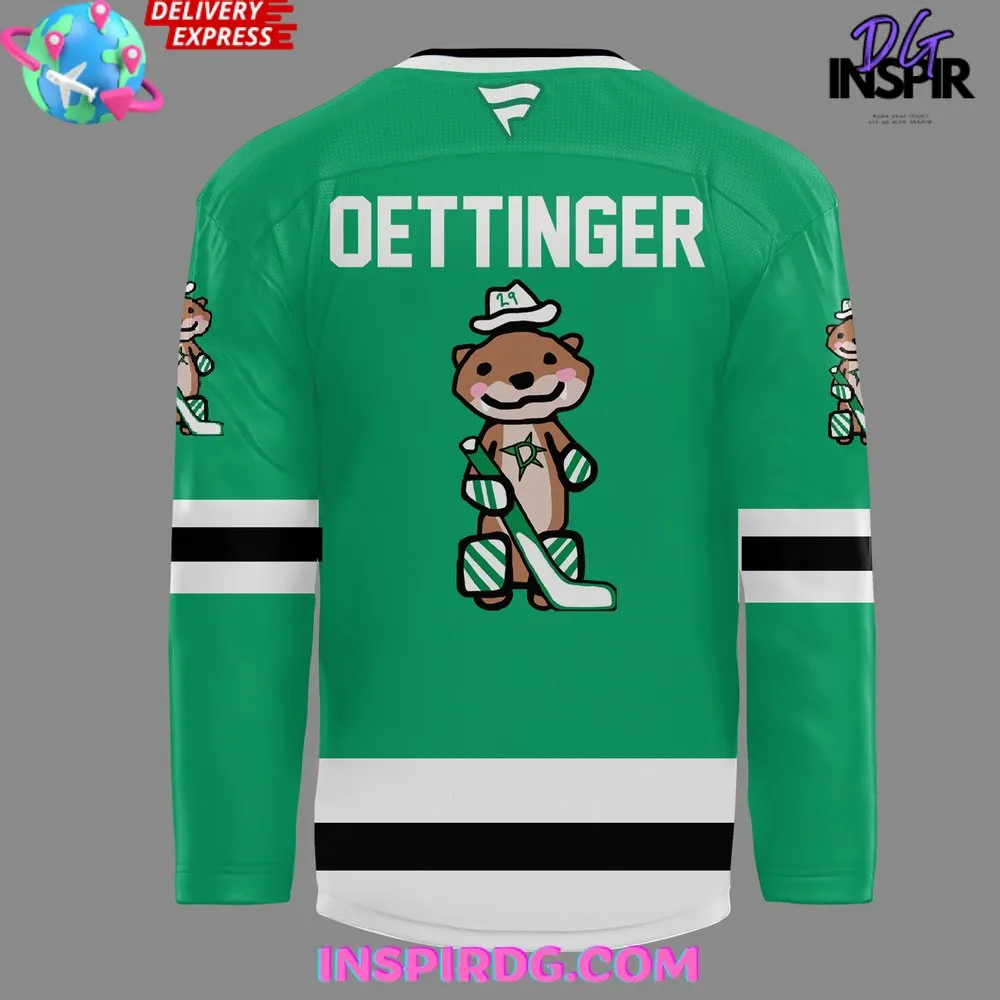 -Dallas Stars Oettinger White Away Special Green Hockey Jersey