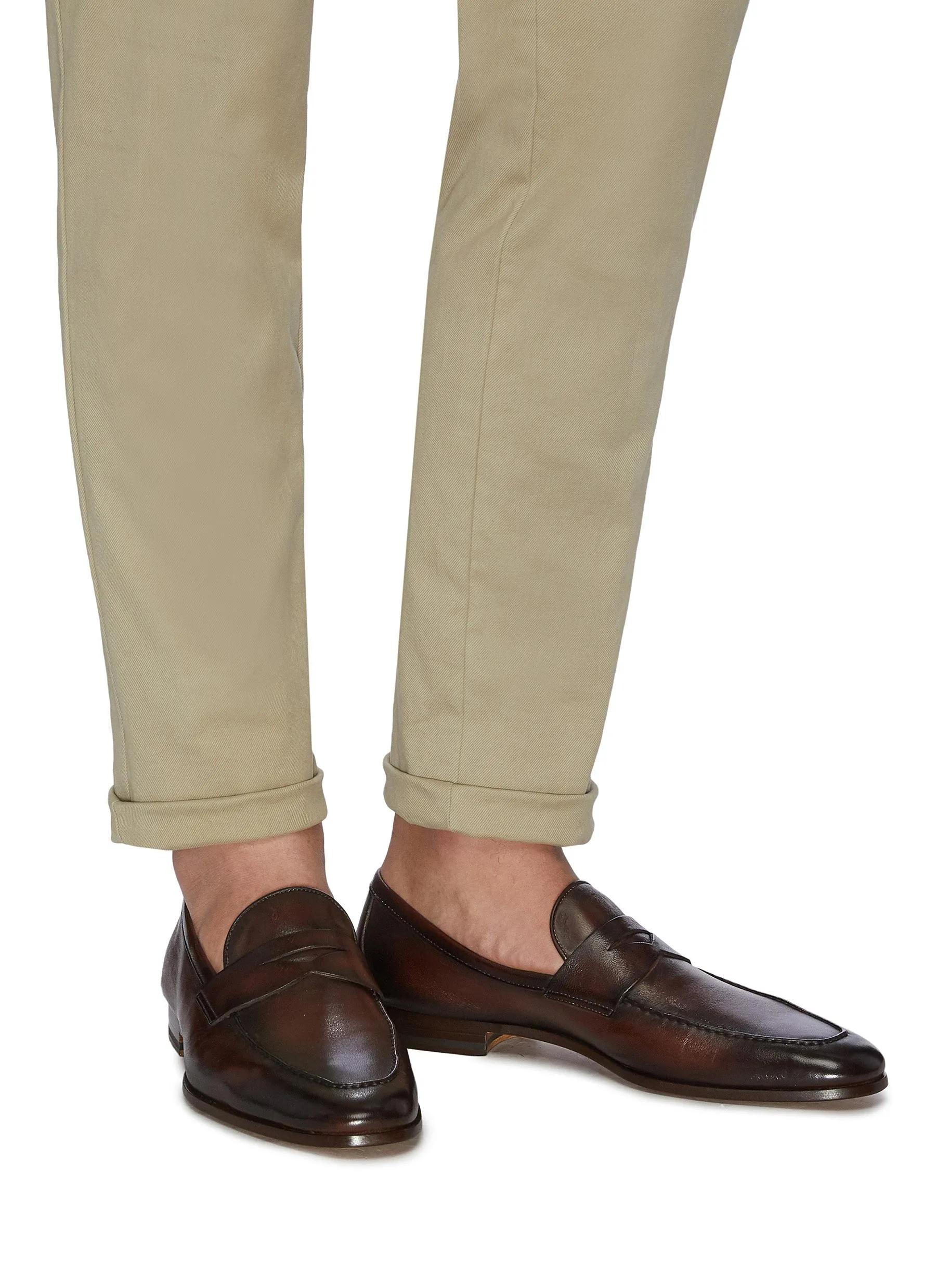 -----------MAGNANNI  ---- ------------DARK BROWN ----Leather penny loafer --