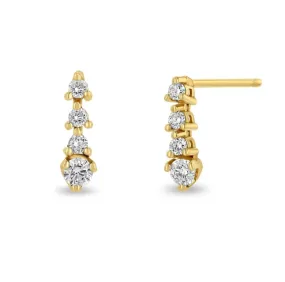 14K PRONG DIAMOND SHORT TENNIS DROP EARRINGS