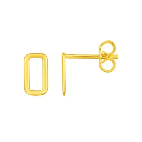 14k Yellow Gold Post Earrings with Open Rectangles-rx69309
