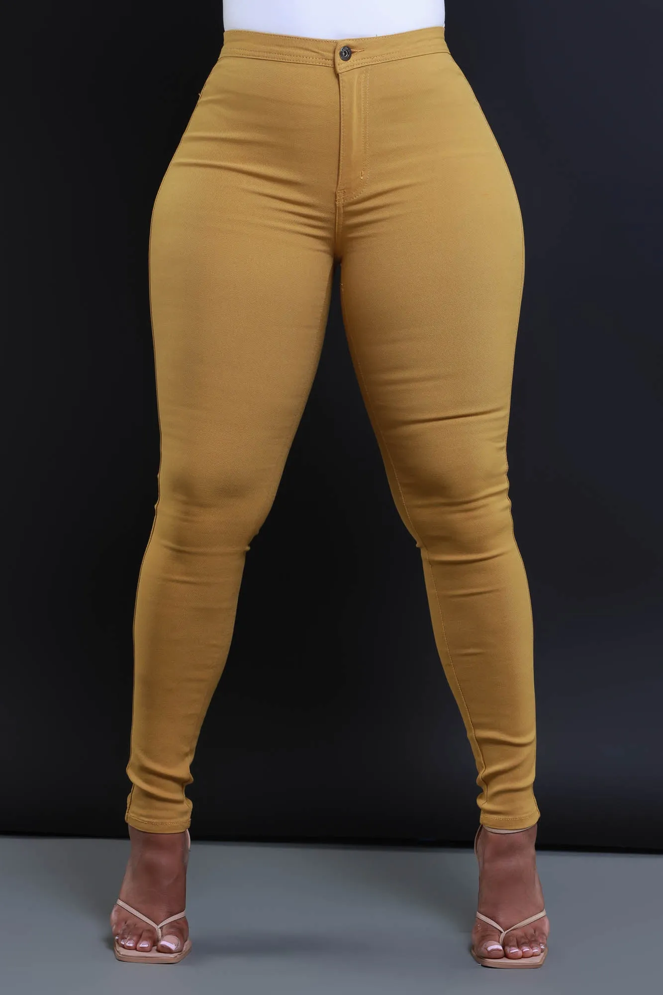 $15.99 Super Swank High Waist Stretchy Jeans - Mustard