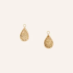 18K Yellow Gold Small Druzy Teardrop Earring Drops