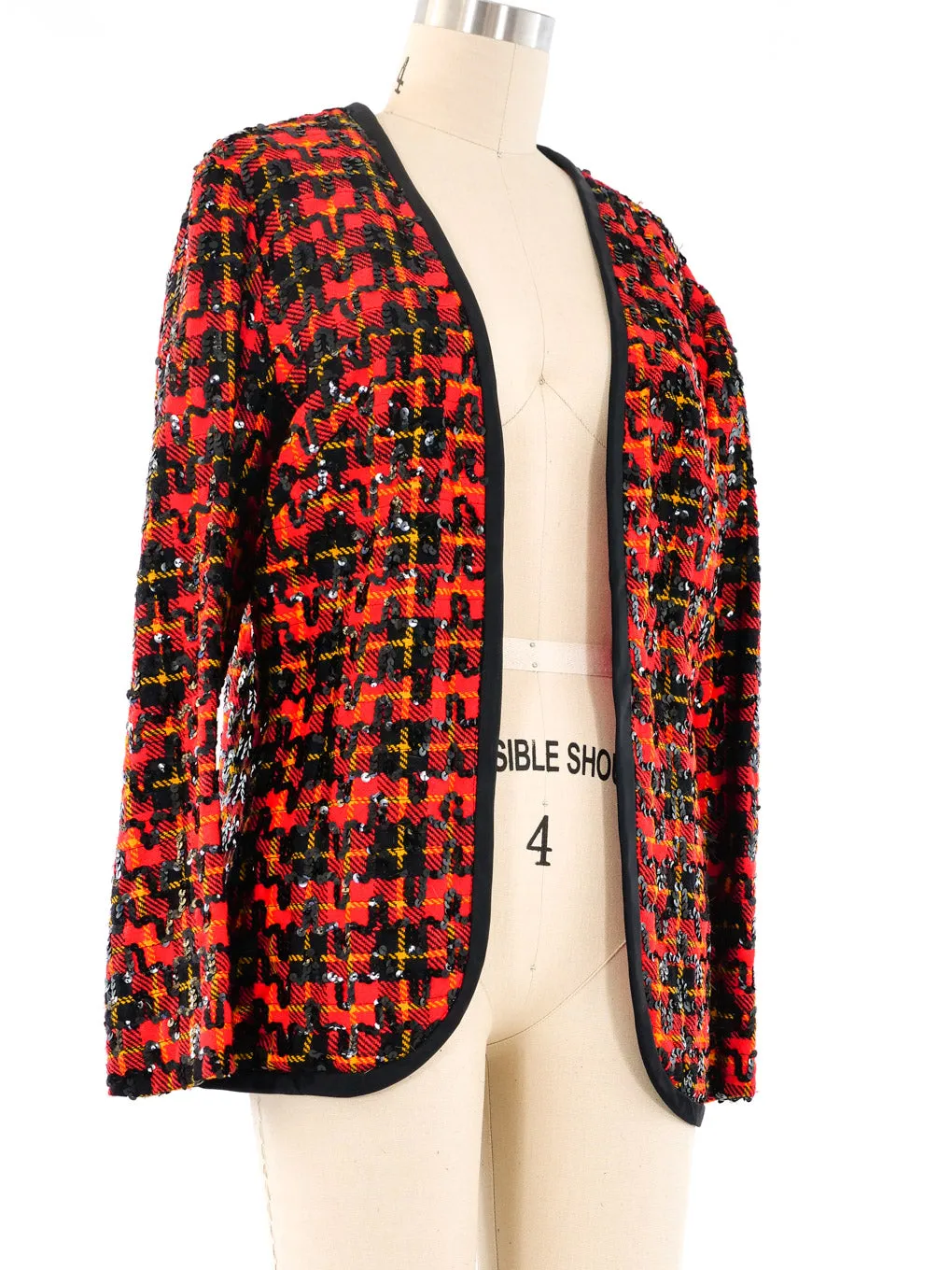 1960's Sequin Embellished Check Cardigan