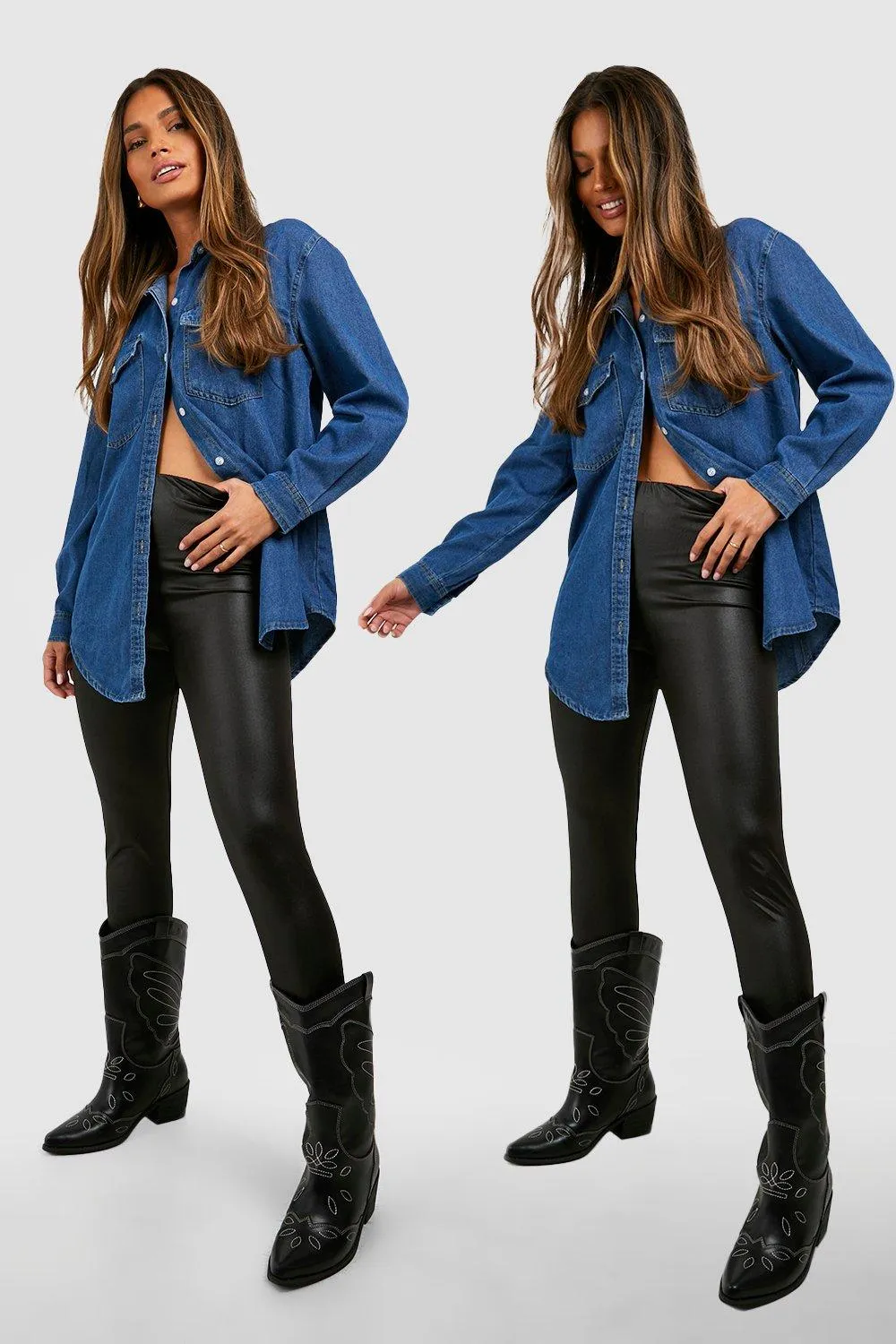 2 Pack High Waisted Shiny Leggings
