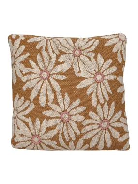 20 Square Cotton Knit Pillow w/ Flowers & Embroidery