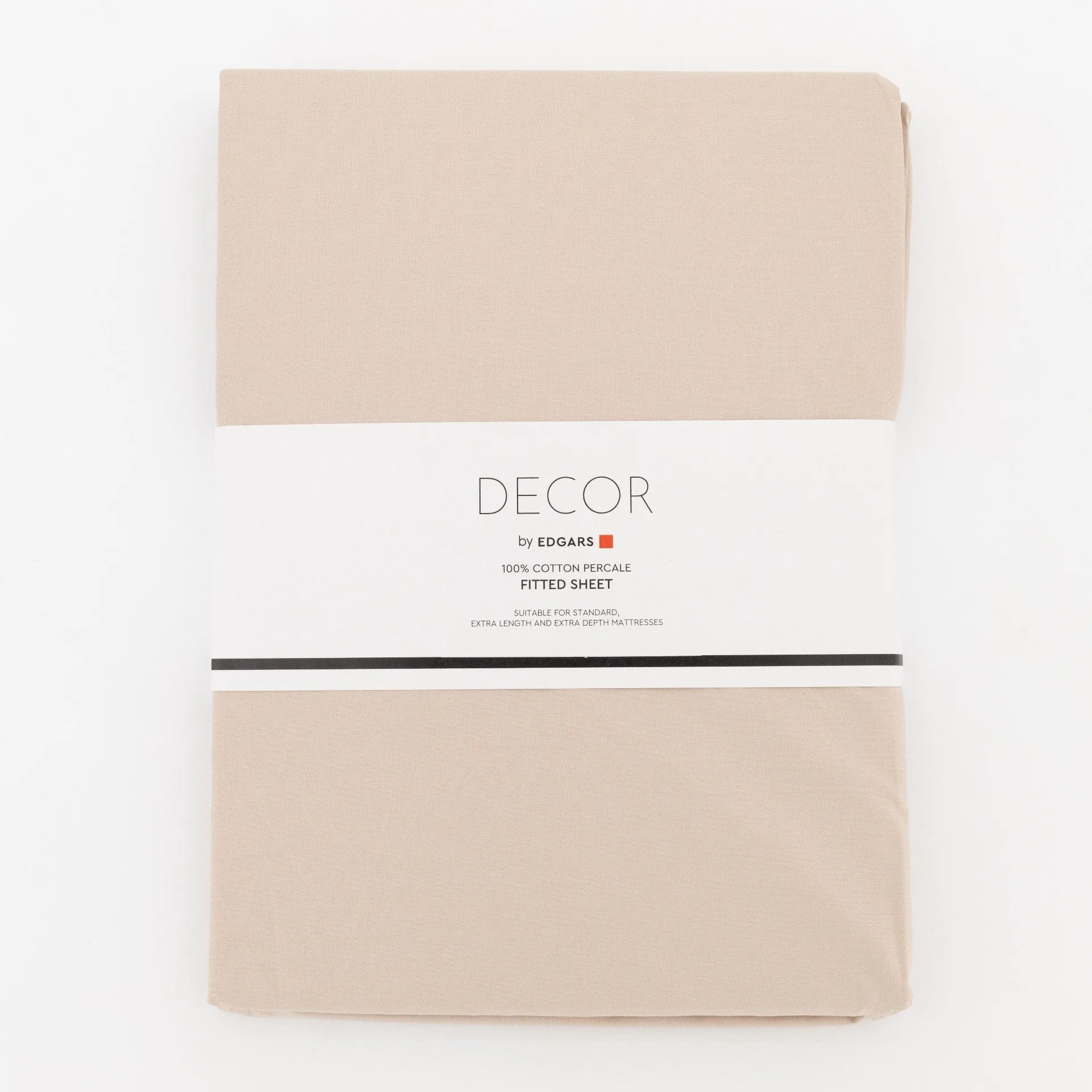 200TC Cotton Extra Length & Depth Fitted Sheet-Stone