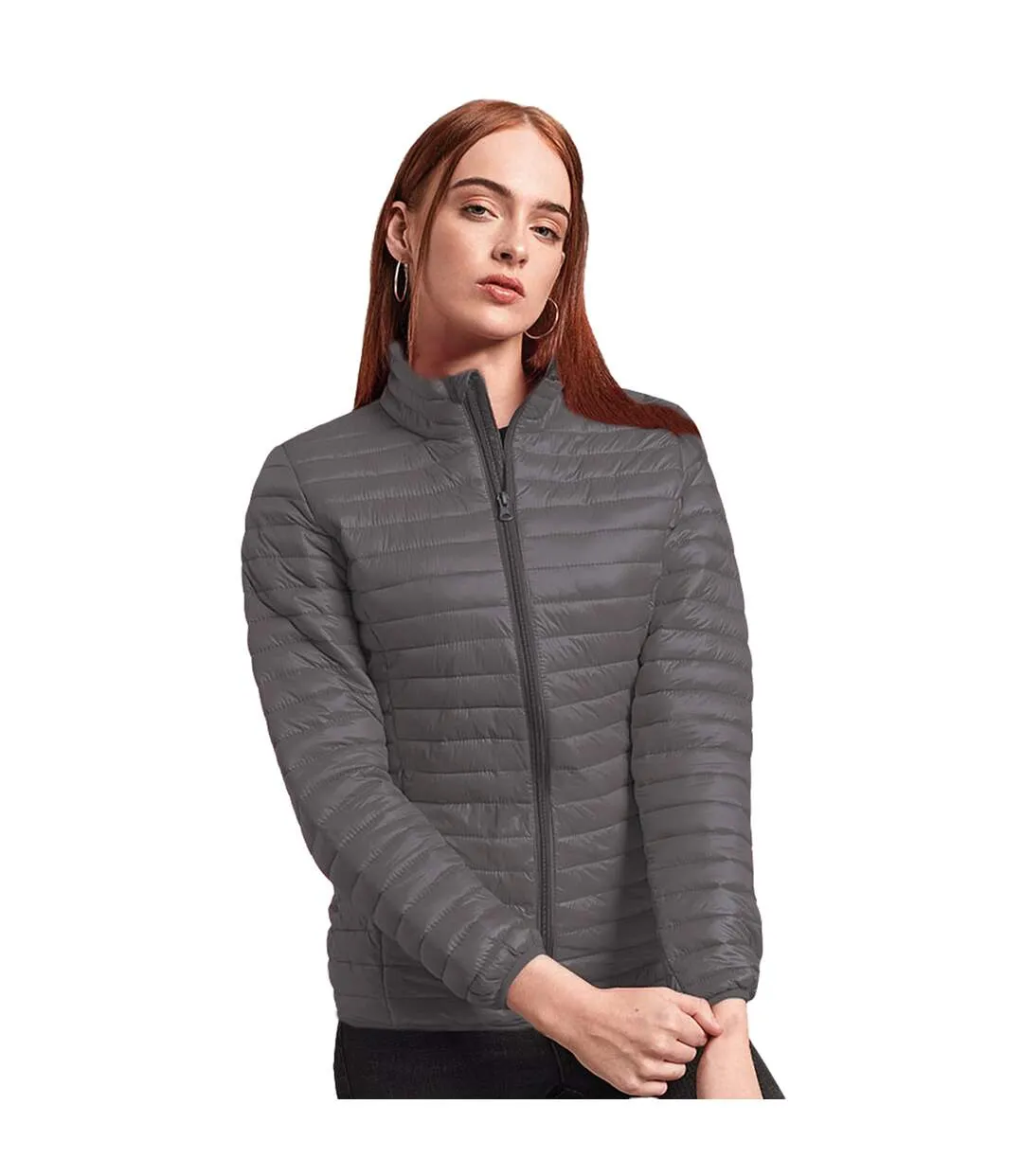 2786 Womens/Ladies Tribe Hooded Fineline Padded Jacket (Steel) - UTRW3847