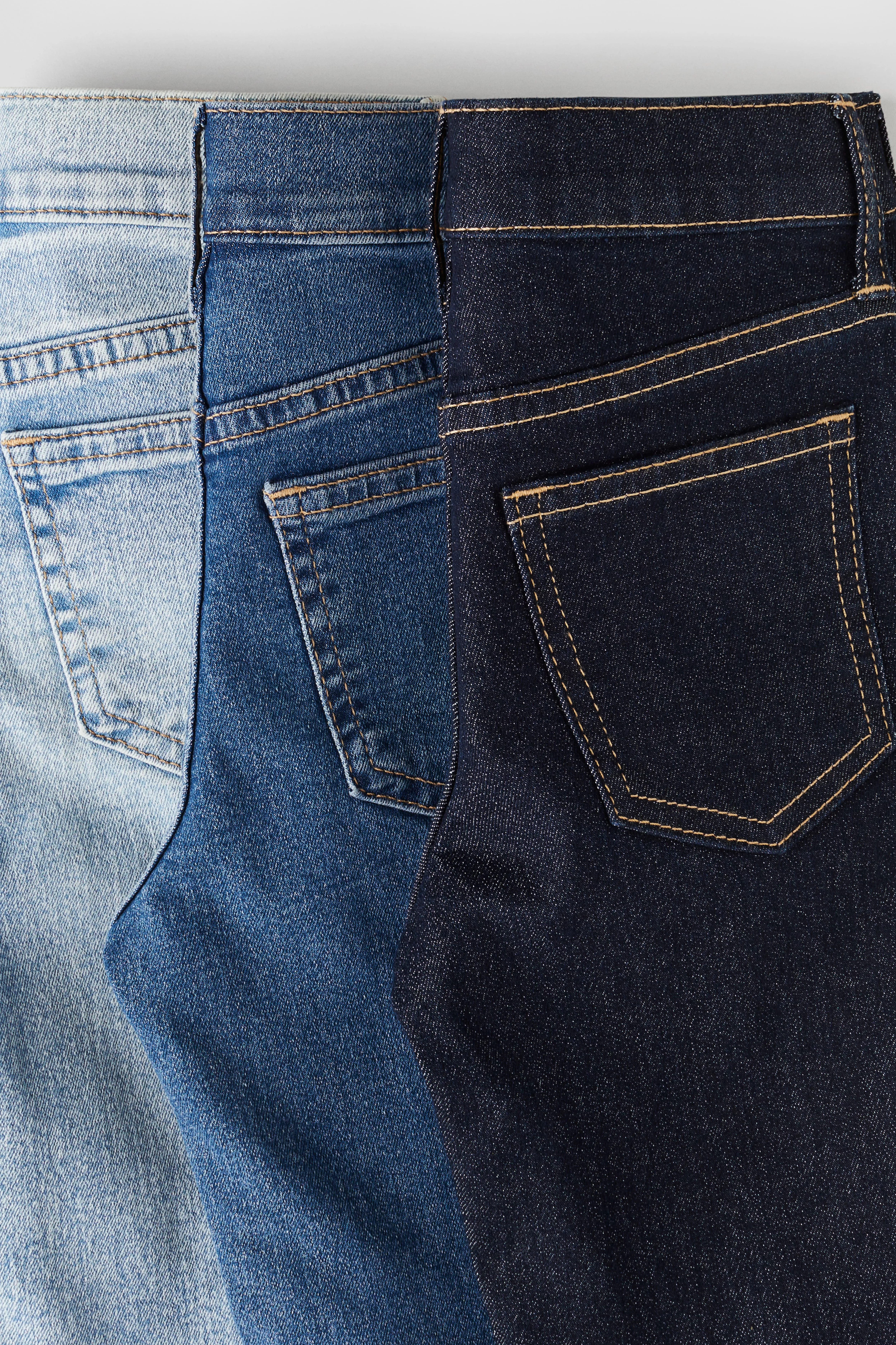 3-pack Comfort Stretch Slim Fit Jeans - Regular waist - Long - Denim blue/Black - Kids | H&M GB
