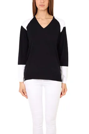 3.1. Phillip Lim Colorblock V Neck Pullover - Navy/White