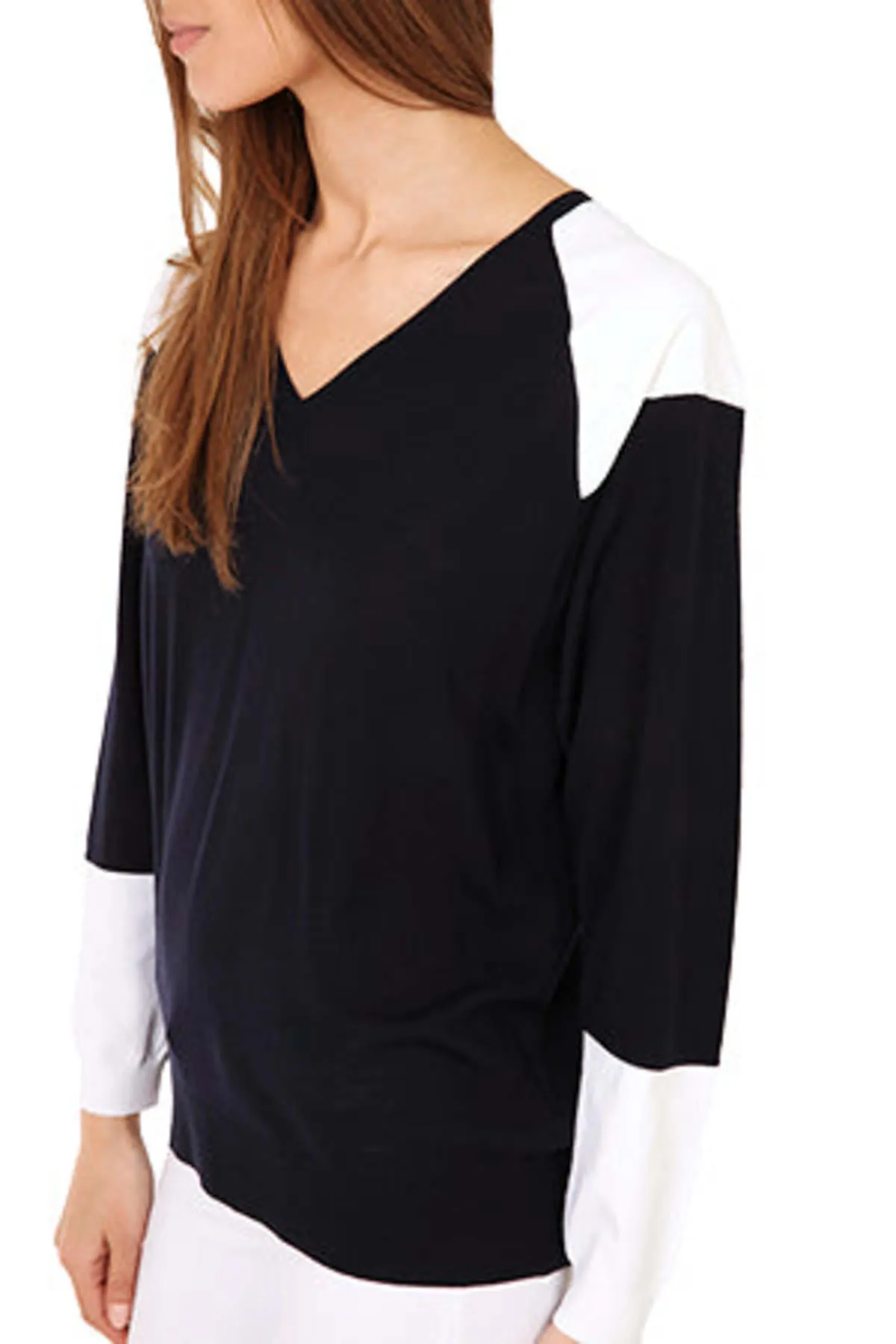 3.1. Phillip Lim Colorblock V Neck Pullover - Navy/White