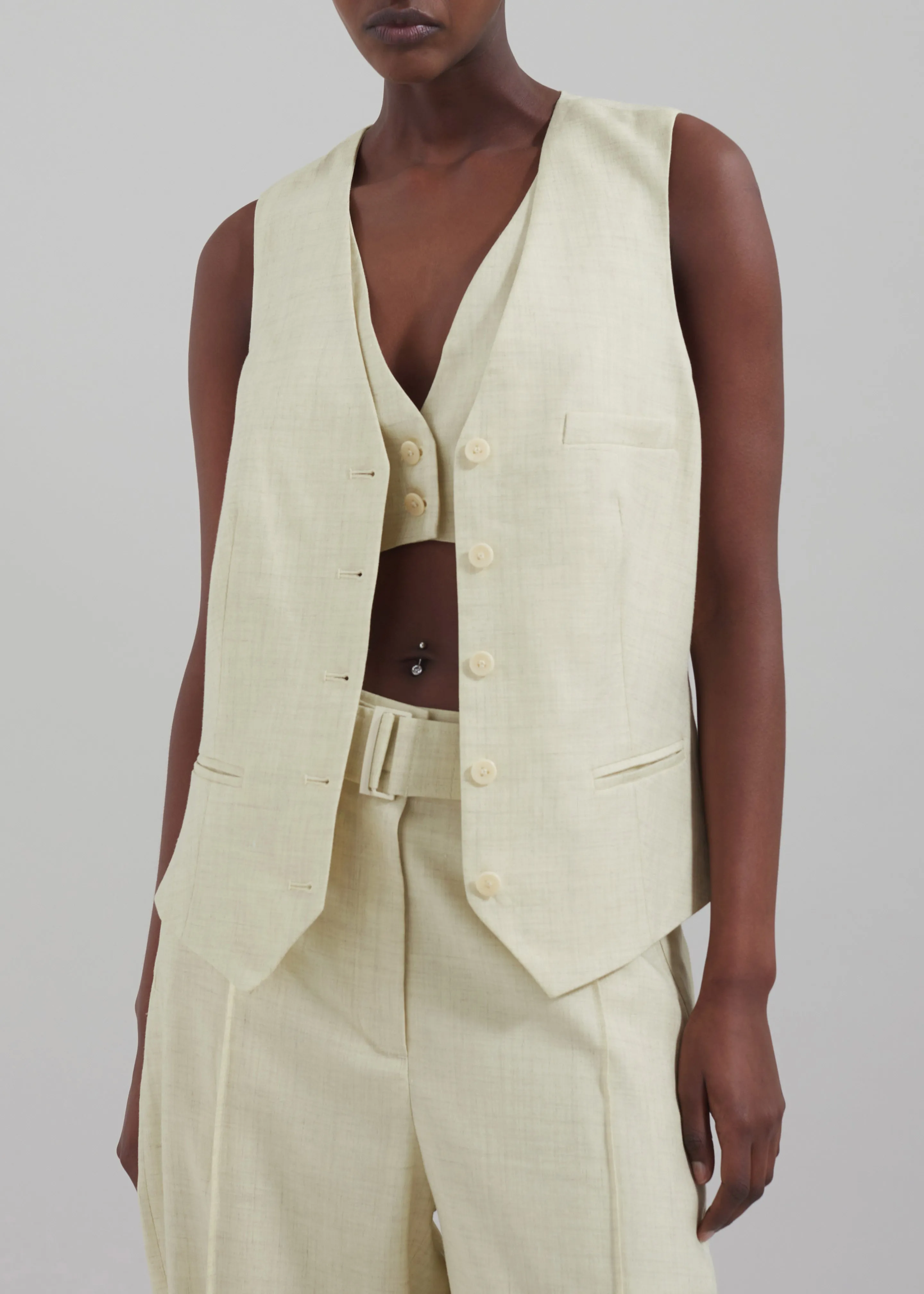 3.1 Phillip Lim Tailored Vest with Set-In Bra - Limoncello