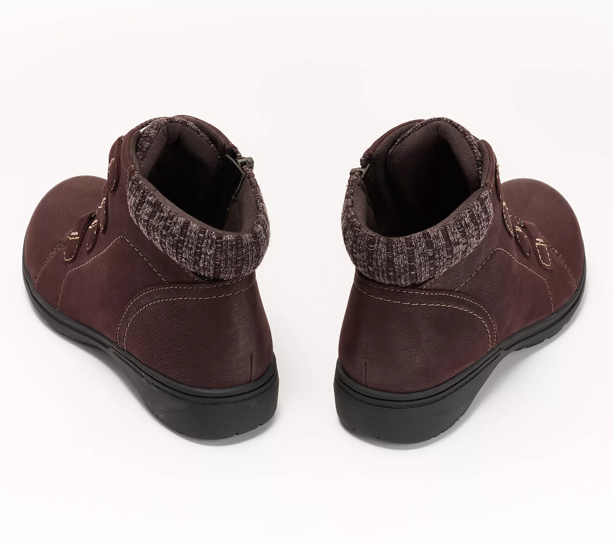 "As Is" Clarks Collection Leather & Knit Ankle Boot- Carleigh Jade