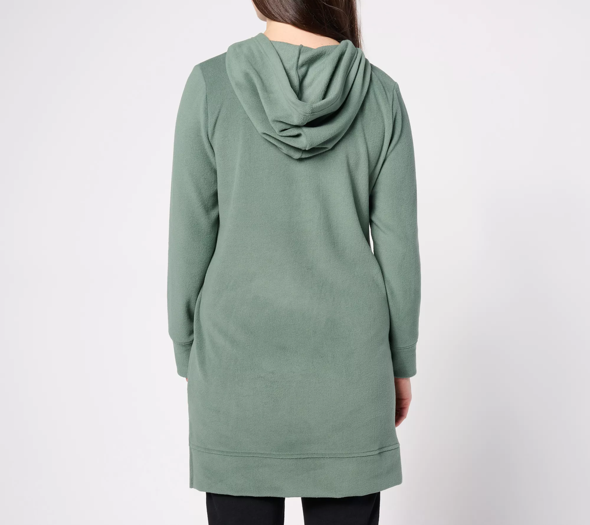 "As Is" Denim & Co. Adaptive Dream Fleece Hooded Tunic Sweatshirt
