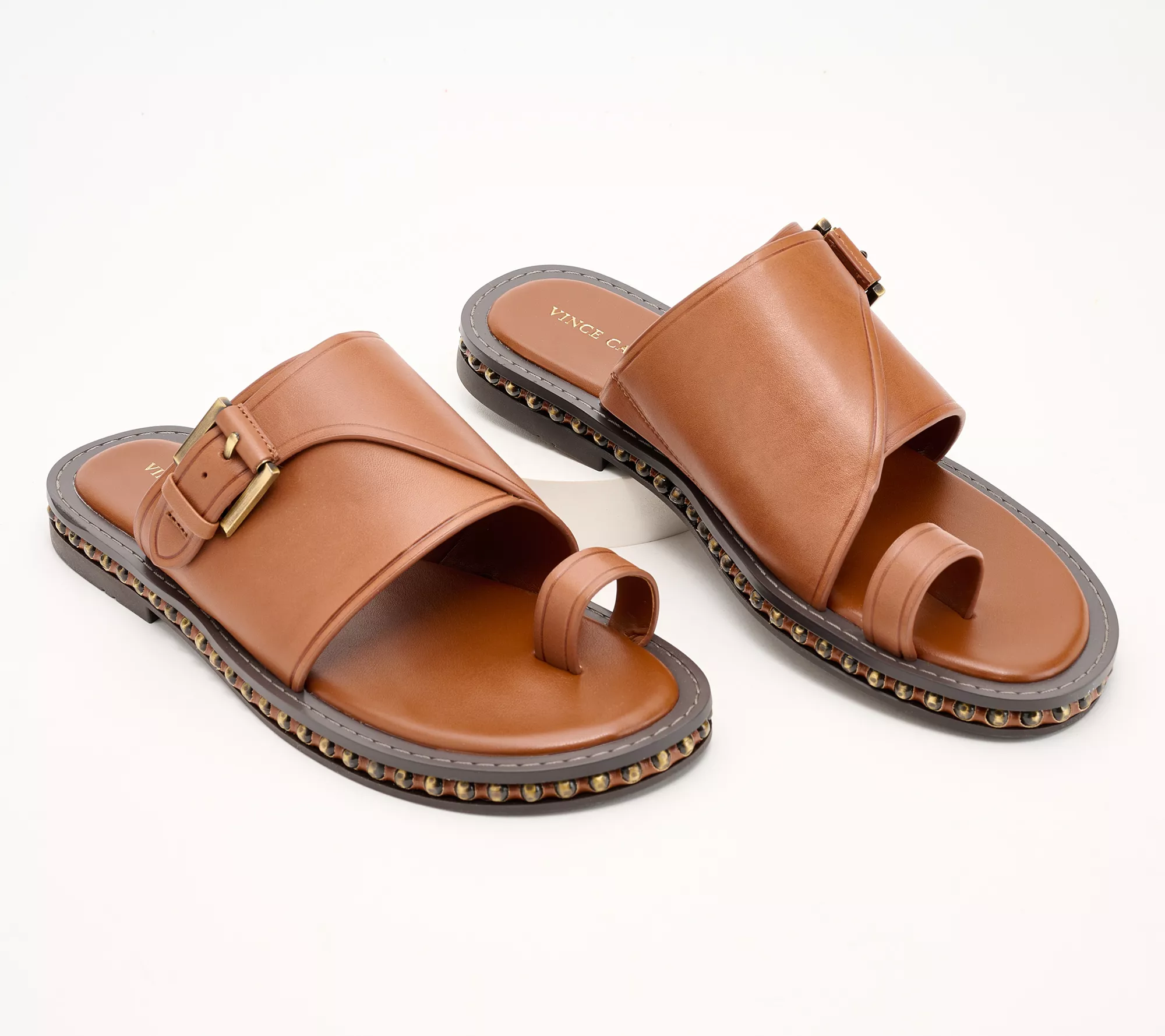 "As Is" Vince Camtuo Leather Teo-Loop Sandals - Cooliann