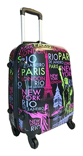 3Pc Luggage Set Hardside Rolling 4Wheel Spinner Carryon Travel Case Poly Paris