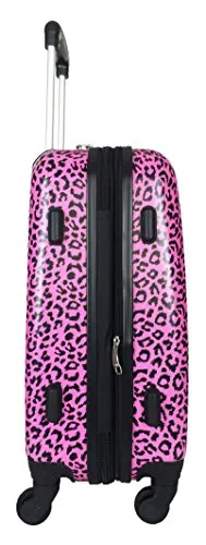 3Pc Luggage Set Hardside Rolling 4Wheel Spinner Carryon Travel Case Poly Pink Cheetah