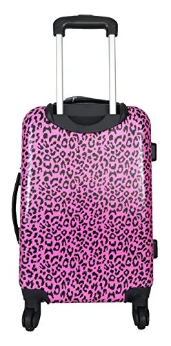 3Pc Luggage Set Hardside Rolling 4Wheel Spinner Carryon Travel Case Poly Pink Cheetah