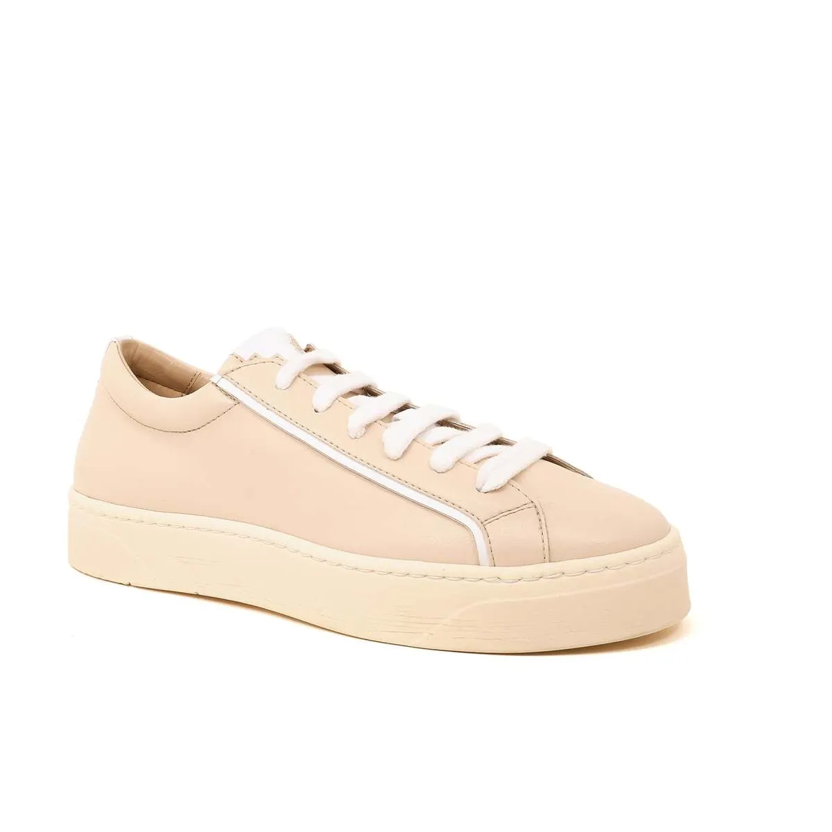 6 MEL sand/white vegan apple leather sneakers - Sand/White