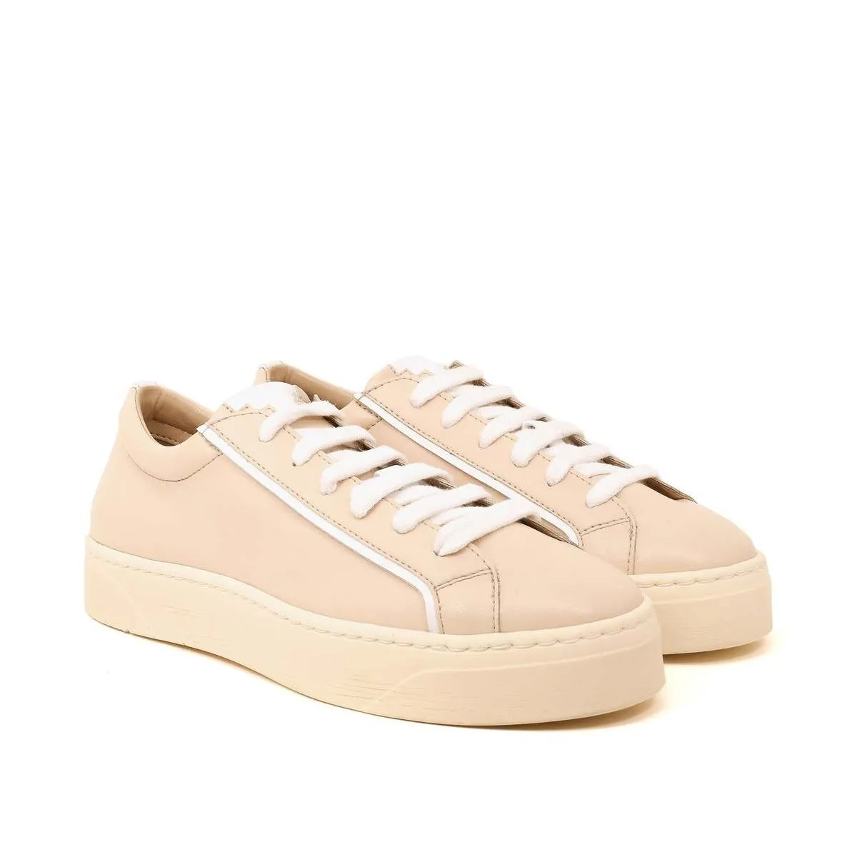 6 MEL sand/white vegan apple leather sneakers - Sand/White