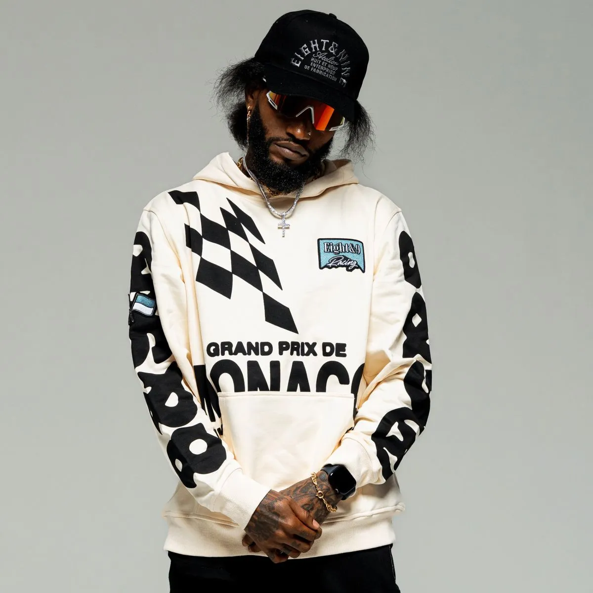 8&9 MFG Co.  Grand Prix Pullover Hoodie Cream