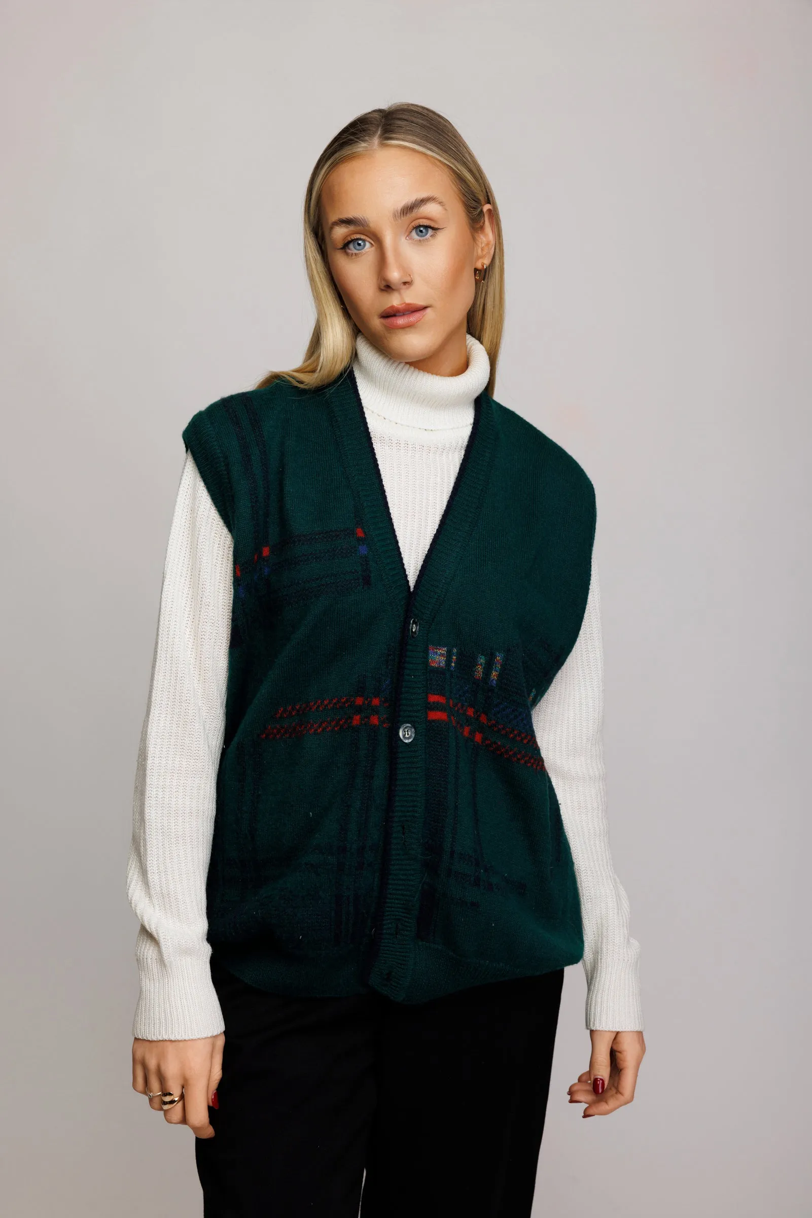 90's Bottle Green Knit Vest M/L