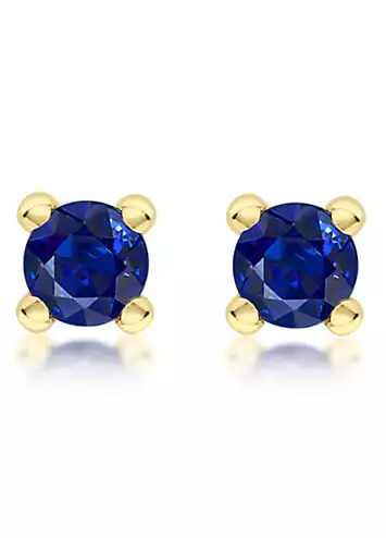 9ct Dark Blue September Birthstone Stud Earrings by Tuscany Gold | Look Again