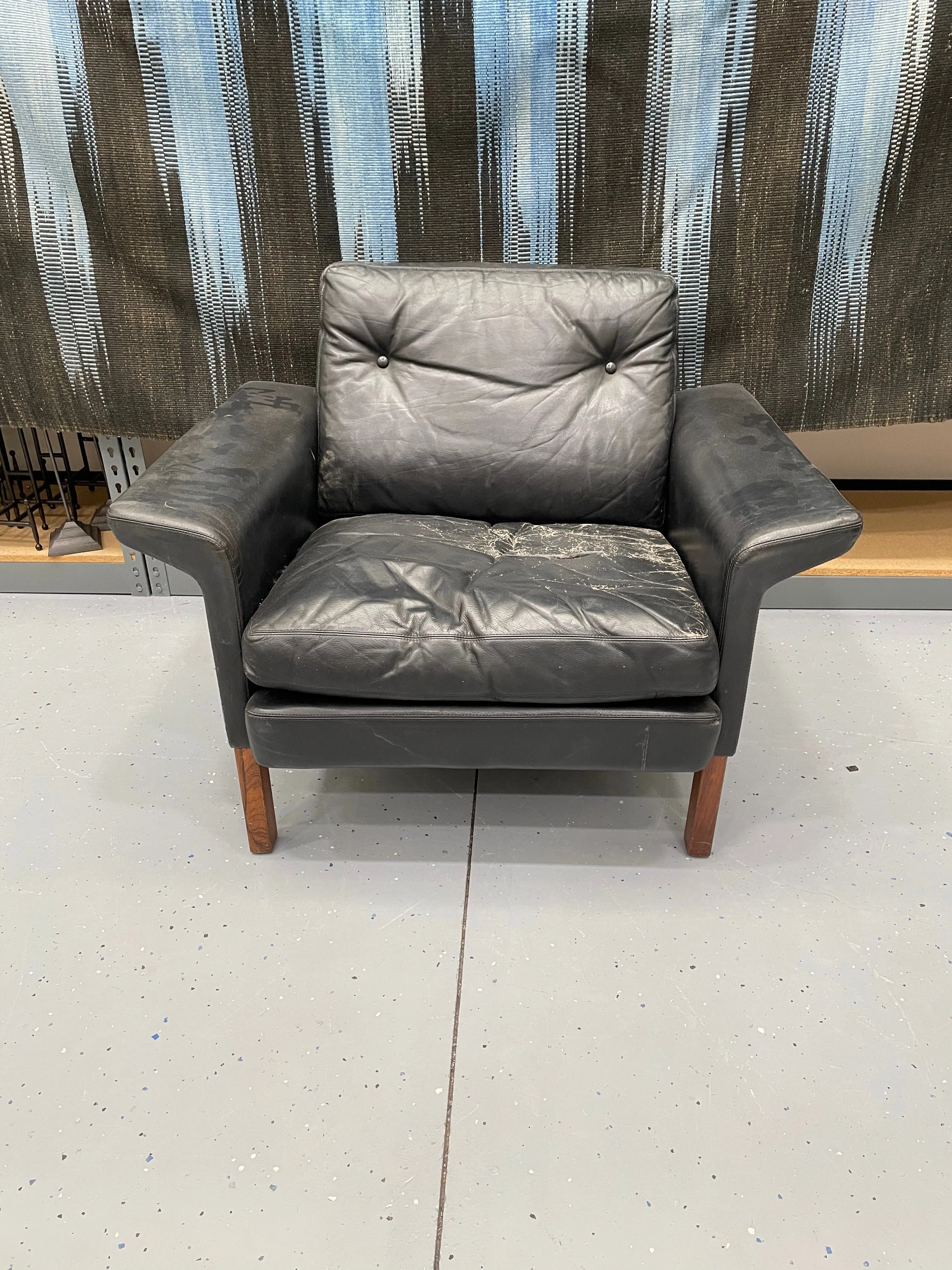 A32 - Black Leather Armchair