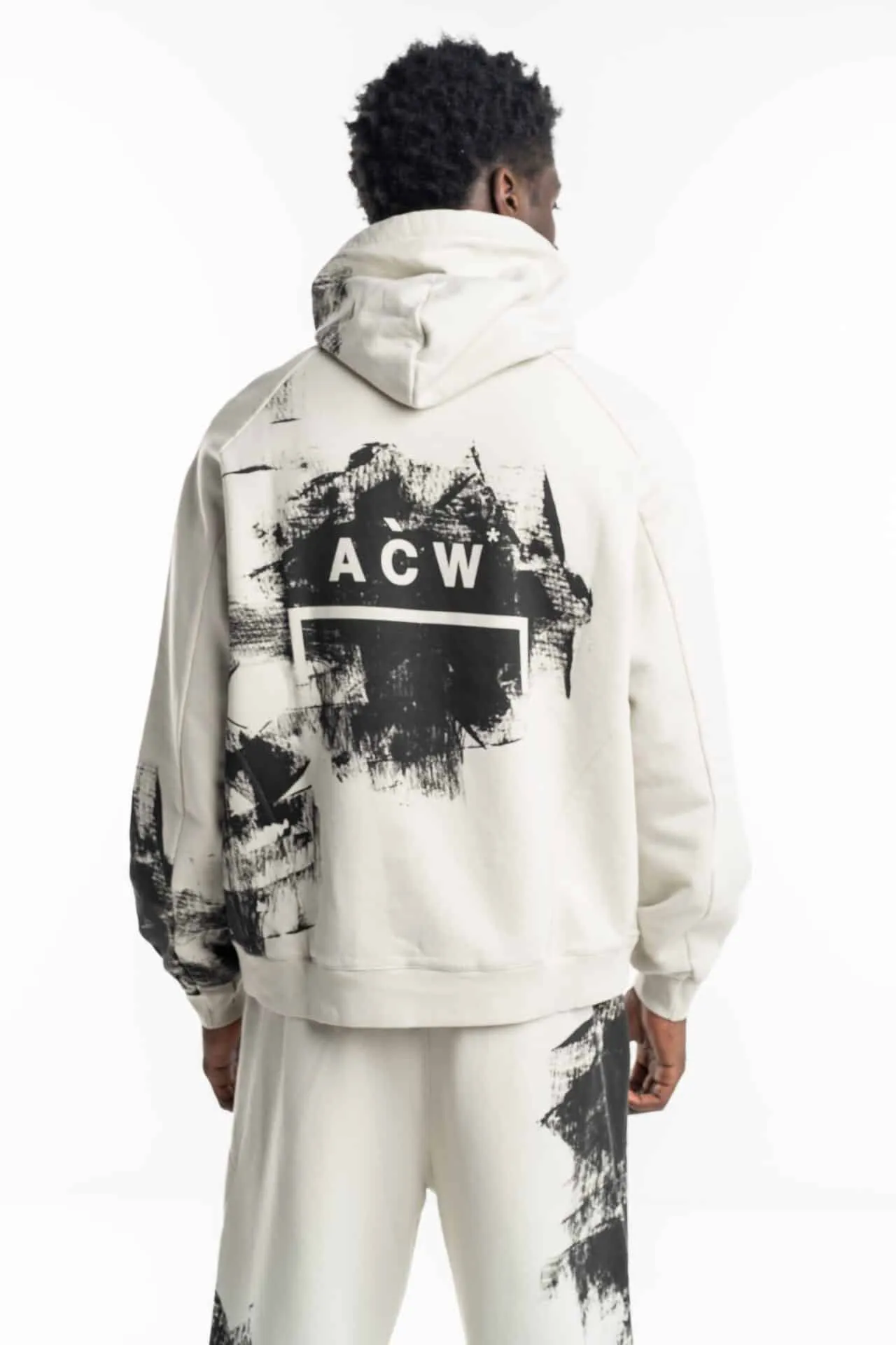 ACW Men’s Knitted Brushstroke Hoodie Bone ACWMW183 Bone