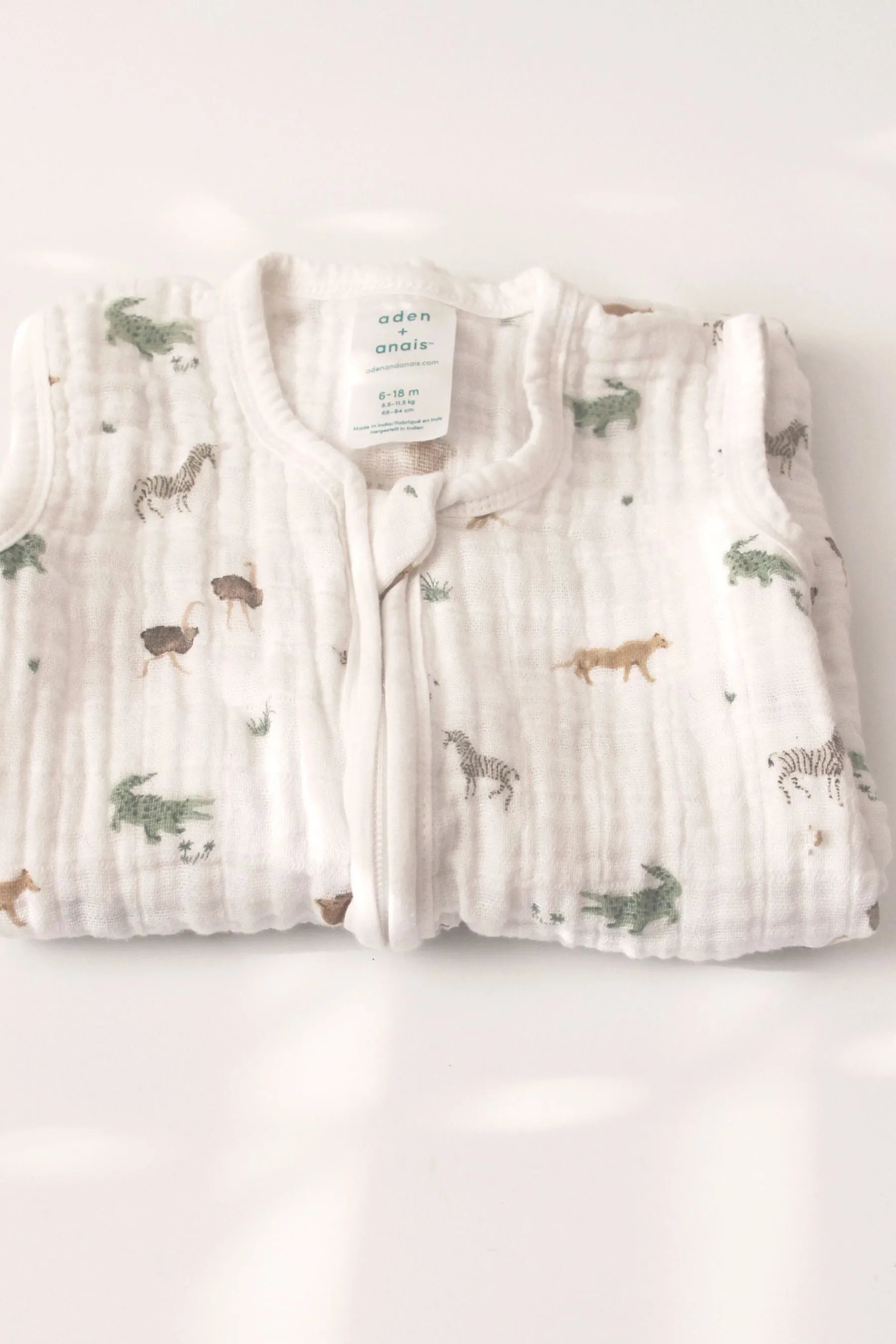 aden + anais White Light 1.0 Tog Cotton Muslin Safari Dream Sleeping Bag (18-36 Months)