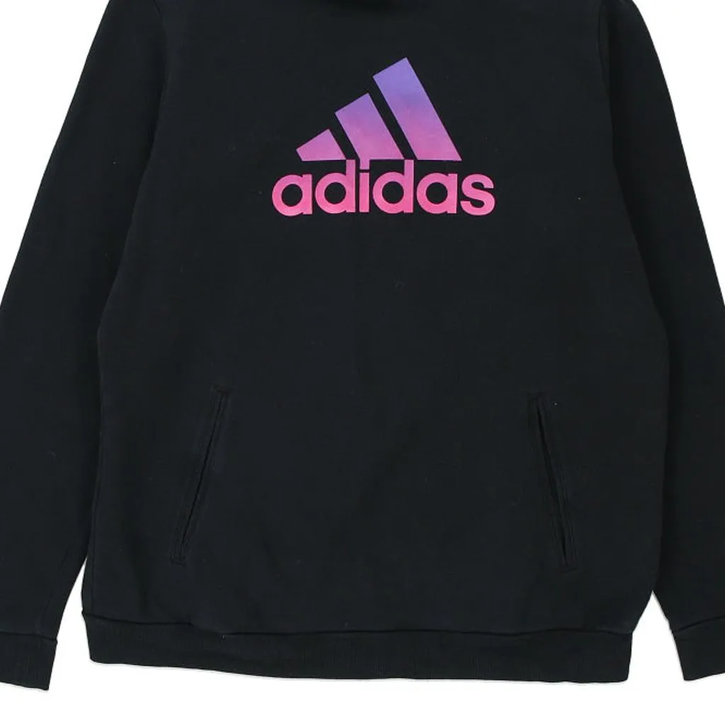 Adidas Spellout Hoodie - Large Black Cotton Blend