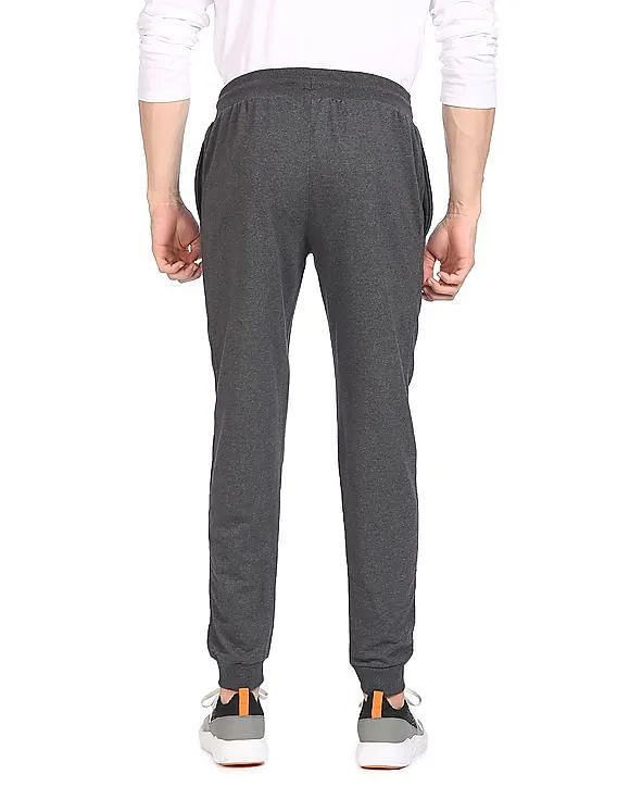 Aeropostale Men Charcoal Brand Print Heathered Joggers