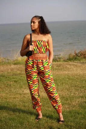 African Kente Bandeau and Joggers Set - African Clothing Store | JT Aphrique