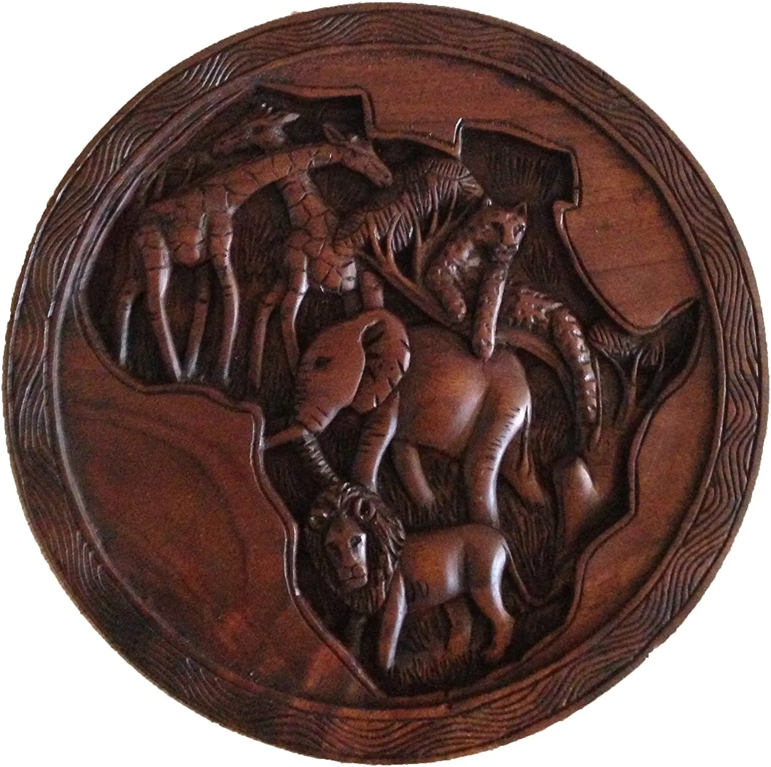 African Wood Hand Carved Folding Table