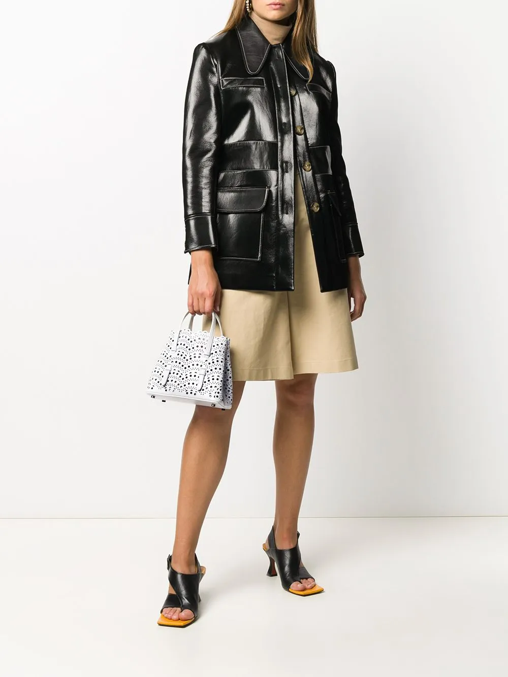 ALAA MINA 20 CALF LEATHER SHOULDER BAG