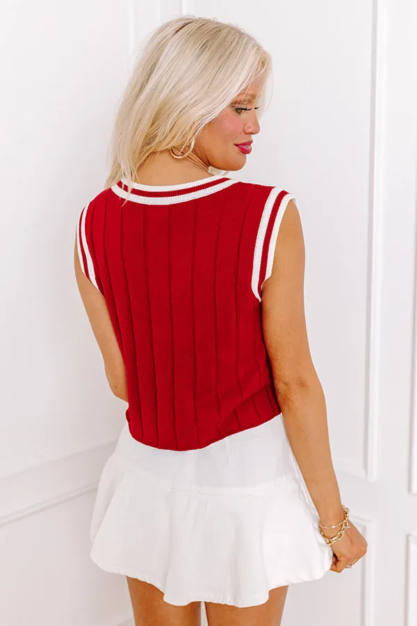 Alabama Embroidered Crop Varsity Vest Top