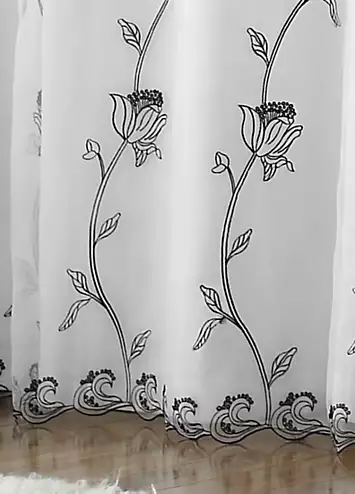 Alan Symonds Tahiti Embroidered Pair of Lined Pencil Pleat Curtains | Kaleidoscope