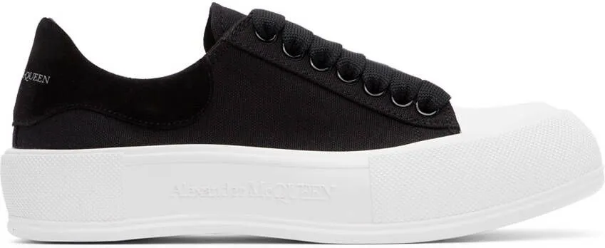 Alexander McQueen Black Deck Plimsoll Sneakers