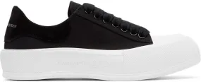 Alexander McQueen Black Deck Plimsoll Sneakers