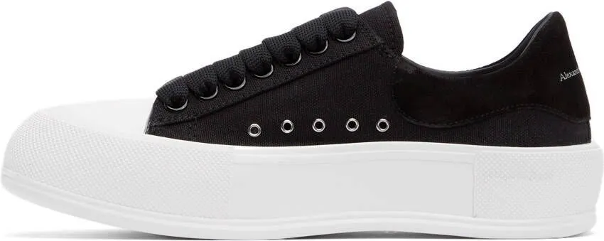 Alexander McQueen Black Deck Plimsoll Sneakers