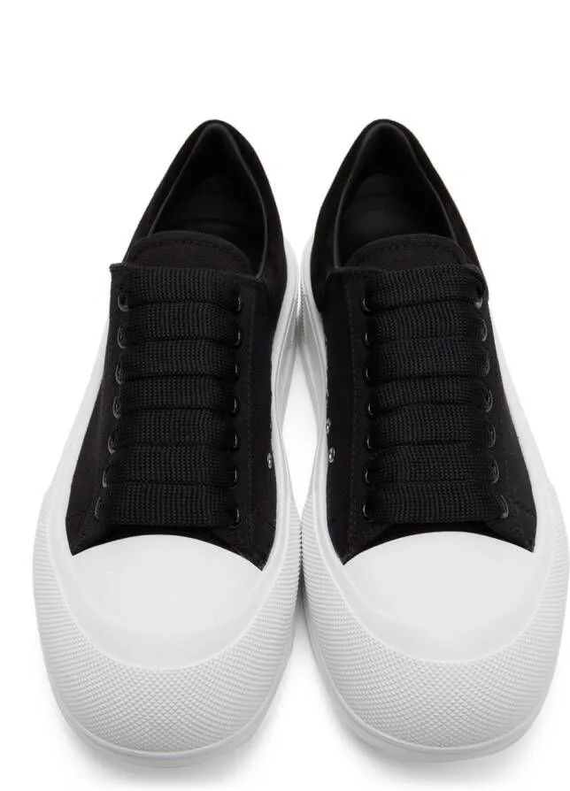 Alexander McQueen Black Deck Plimsoll Sneakers