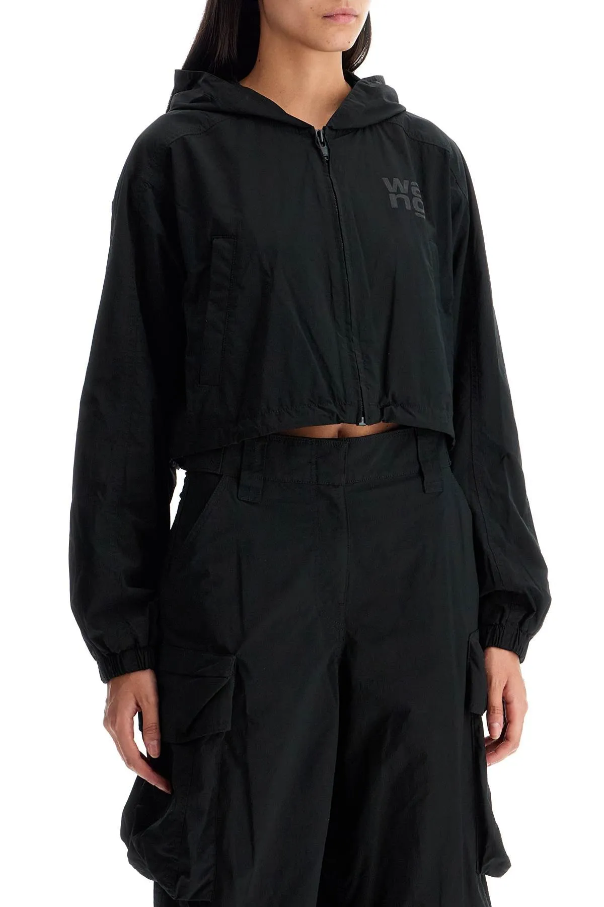 Alexander Wang    Alexander Wang Cropped Hooded Jacket With