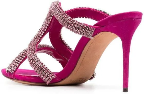 Alexandre Birman crystal-embellished 85mm mules Pink