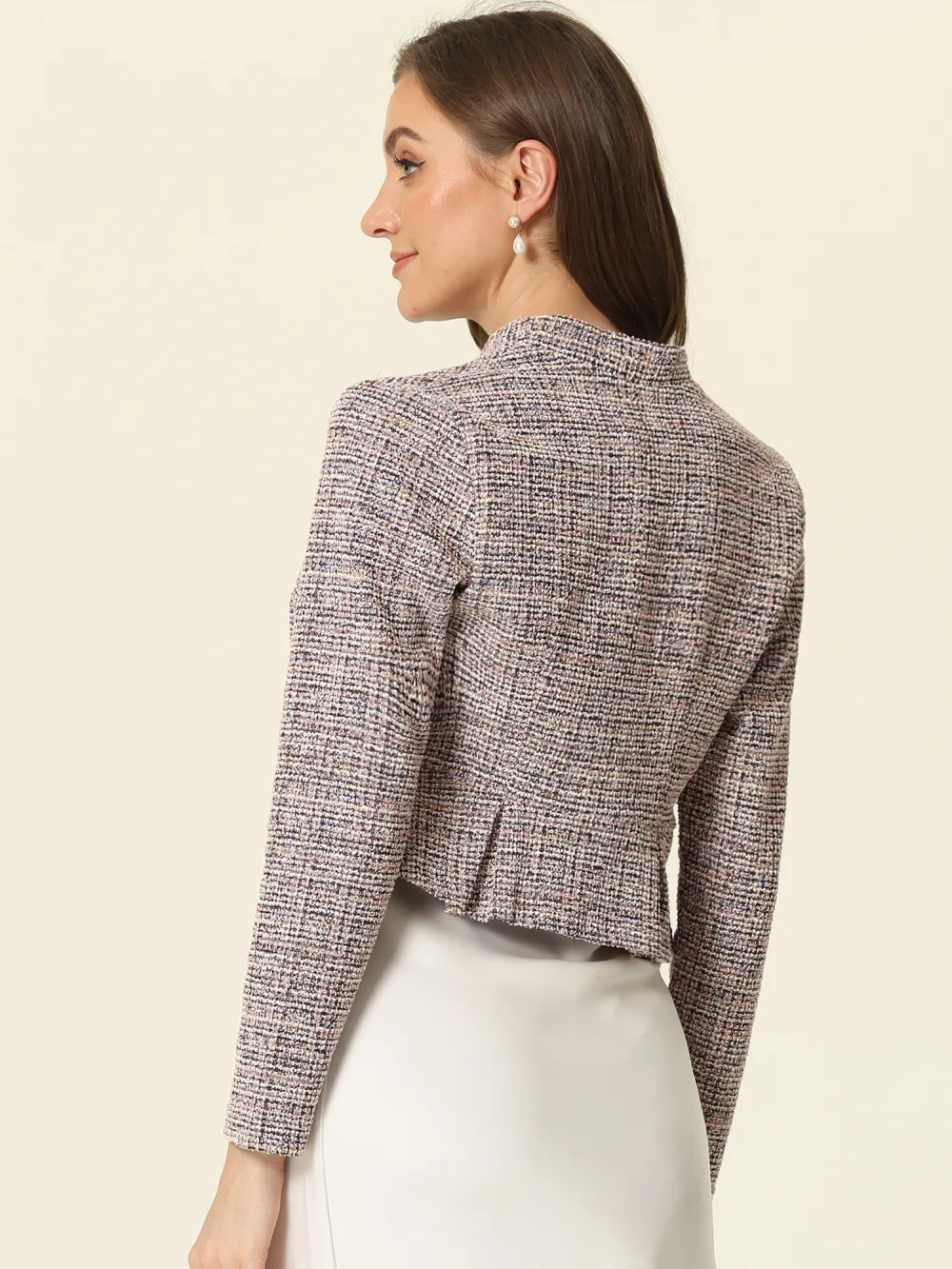 Allegra K- Palid Open Front Cropped Bolero Jacket
