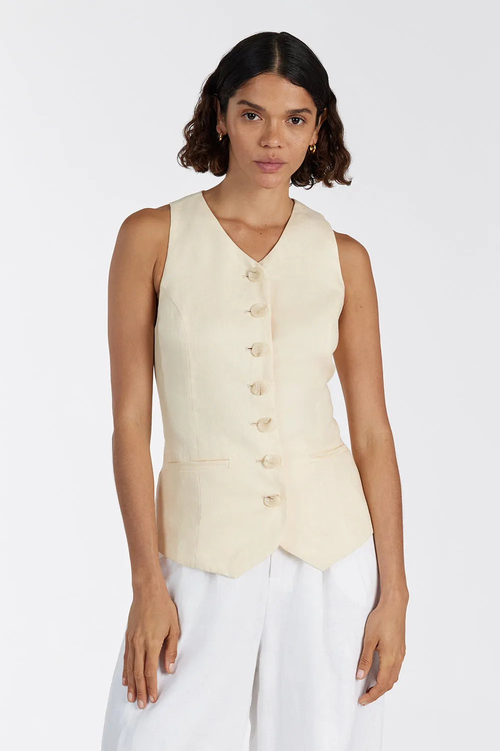 ALONDRA LEMON LINEN VEST