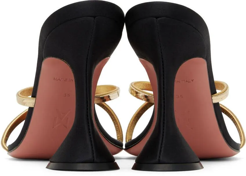 Amina Muaddi Black Henson Cross-Over Heeled Sandals