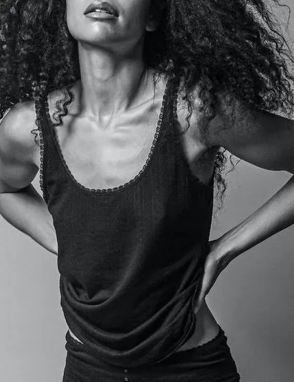 Andine AMELIE Pointelle Tank in Black 